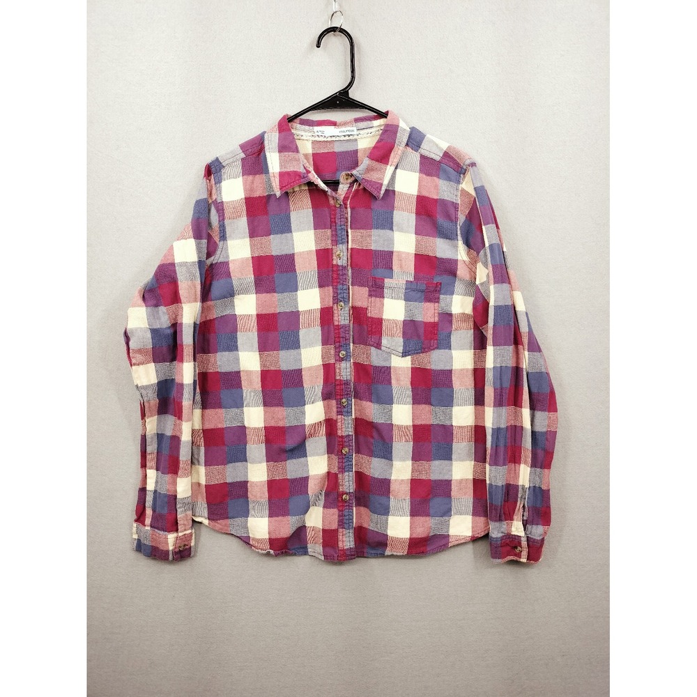 Maurices Plaid Button Up Long Sleeve Shirt Women XL Southwest Patchquilt Casual
